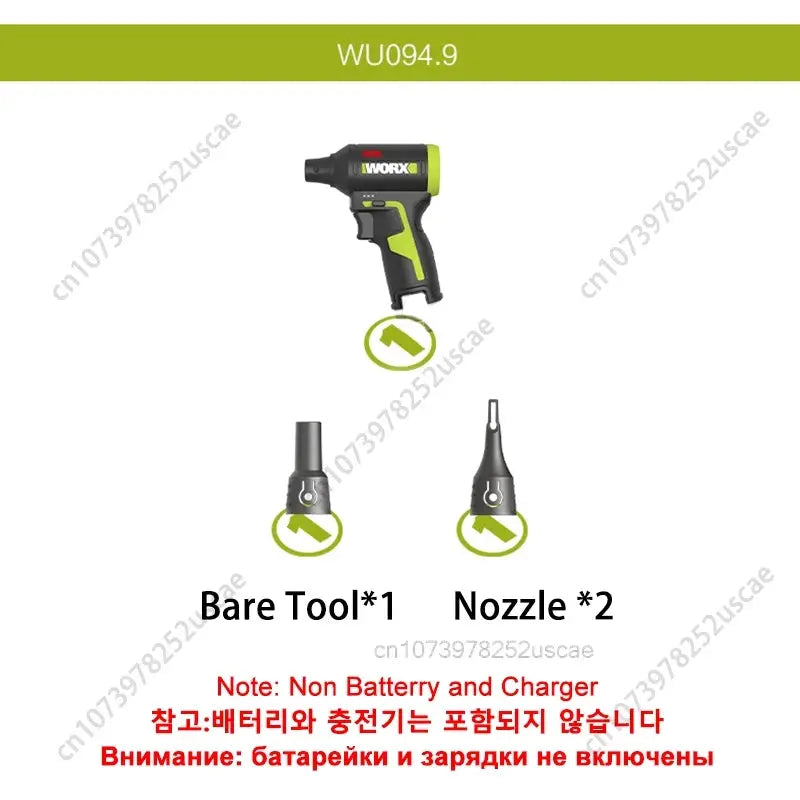 WORX WU094 Rechargeable Cordless Blower Max 130000rpm 2.4N For Worx 12V Green Battery Screwdriver Power Tools from PriceLows™