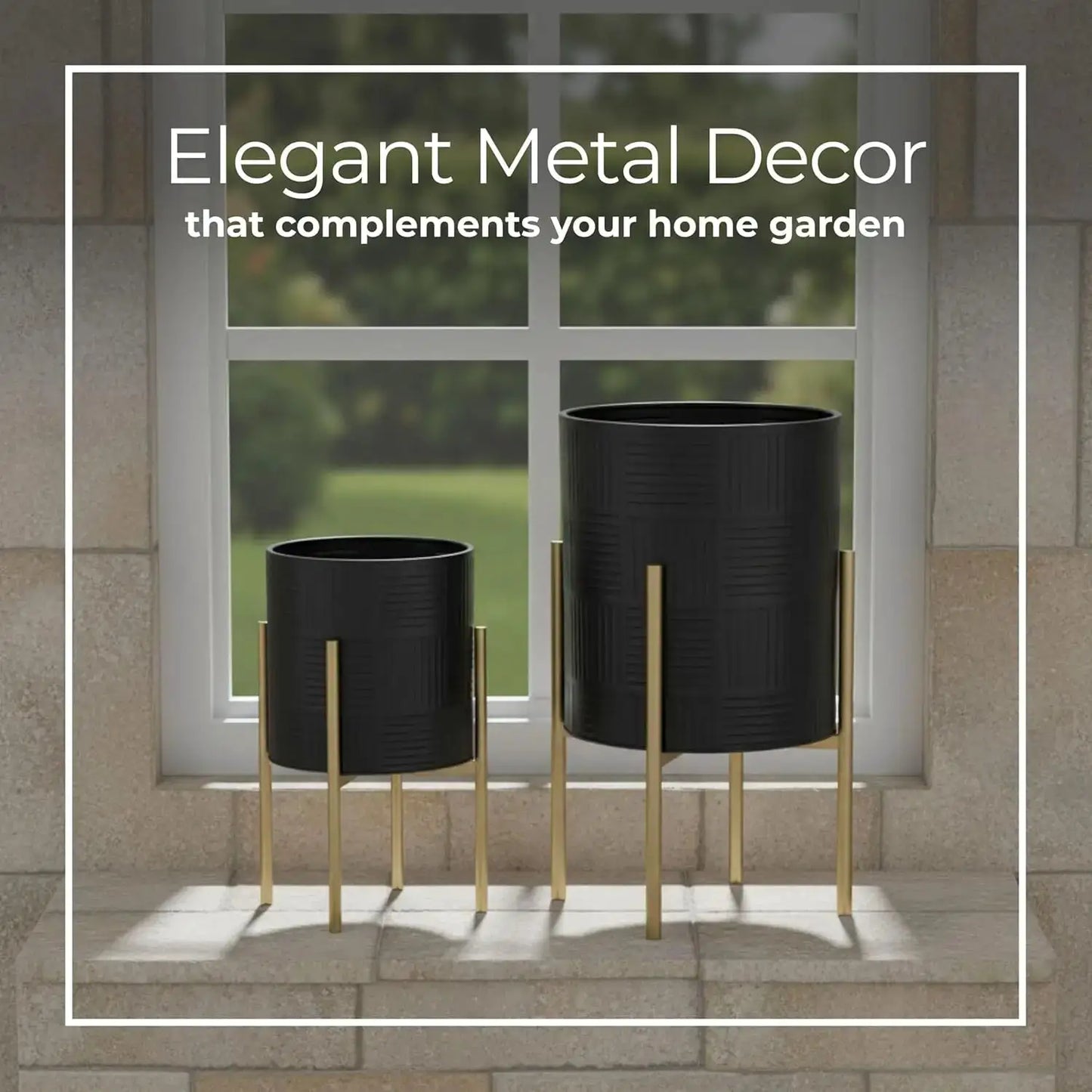 Decorative Flower Pots with Metal Stand for Home Decor - Modern Planters for Hallway, Entryway, and Living Room Decor - from PriceLows™