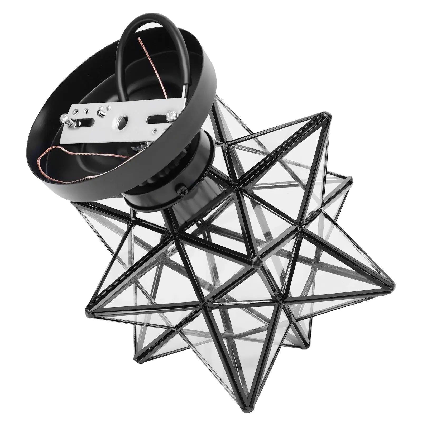 US Standard Moravian Star Ceiling Lamp, High-Clarity Glass Polished Surface, 5-10㎡ Coverage Romantic Lighting for Home/Hotel from PriceLows™