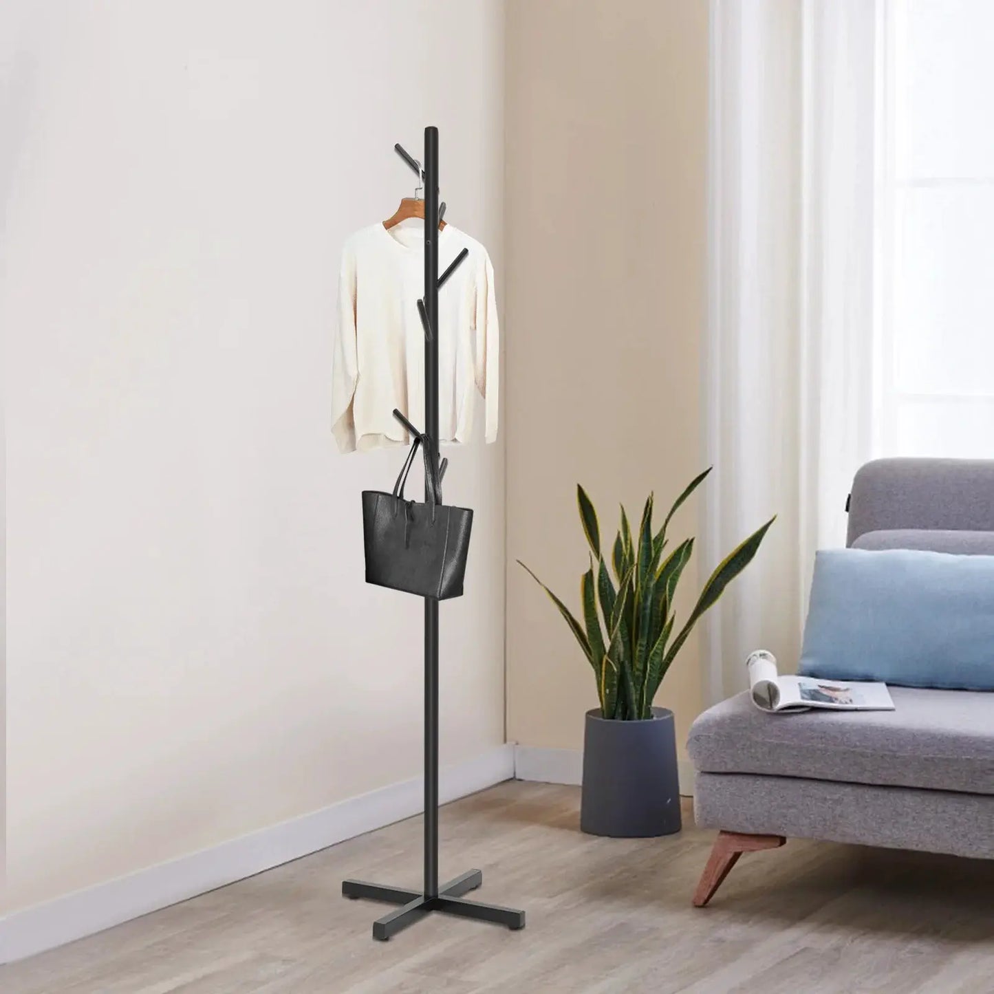 Tree-Shaped Coat Rack, Nordic Style Free-Standing Clothes Stand, Metal Clothing Rack with 7 Branches for Entryway from PriceLows™