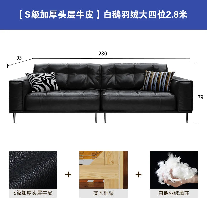 Leather Sofa | Oil Wax Finish | Top Grain Cowhide | Small Living Room