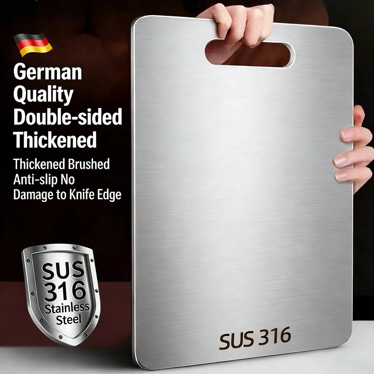 Stainless Steel Cutting Board | Double Sided | 304 Food Grade | Large