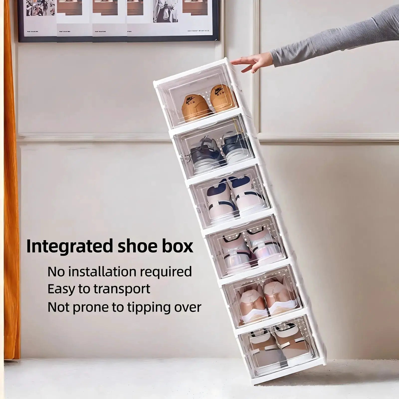 Foldable Clear Shoe Storage Organizer, Stackable Dustproof Thickened Sneaker, Shoe Box Rack Cabinet for Closet Dorm Apartment from PriceLows™