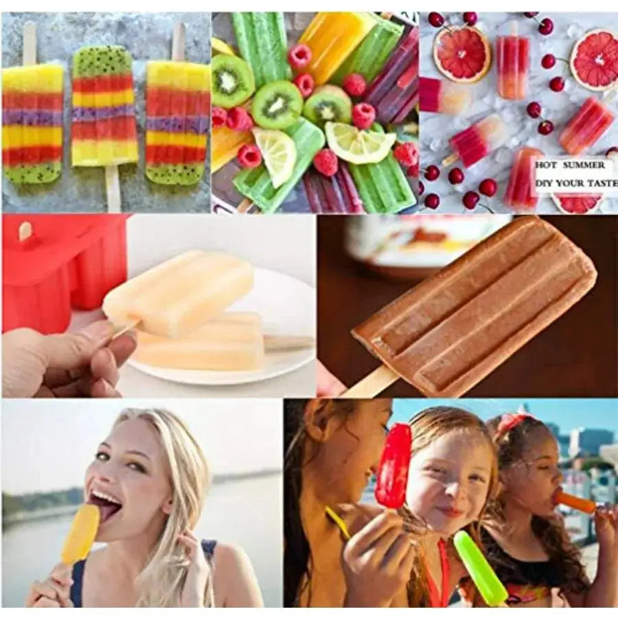 Silicone Popsicle Molds, 10 Cavity Homemade ICE Popsicle Molds Food Grade BPA-Free with Popsicle Maker Sticks Popsicles Bags A from PriceLows™