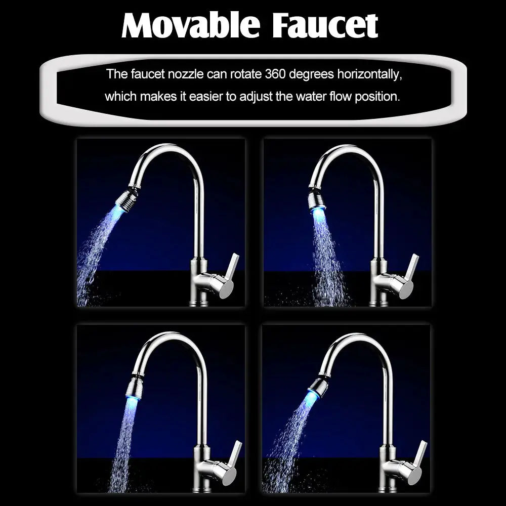 LED Water Faucet Light Water Stream Movable Water Faucet RGB Colors Changing Temperature Control Water Faucet Tap for Kitchen from PriceLows™