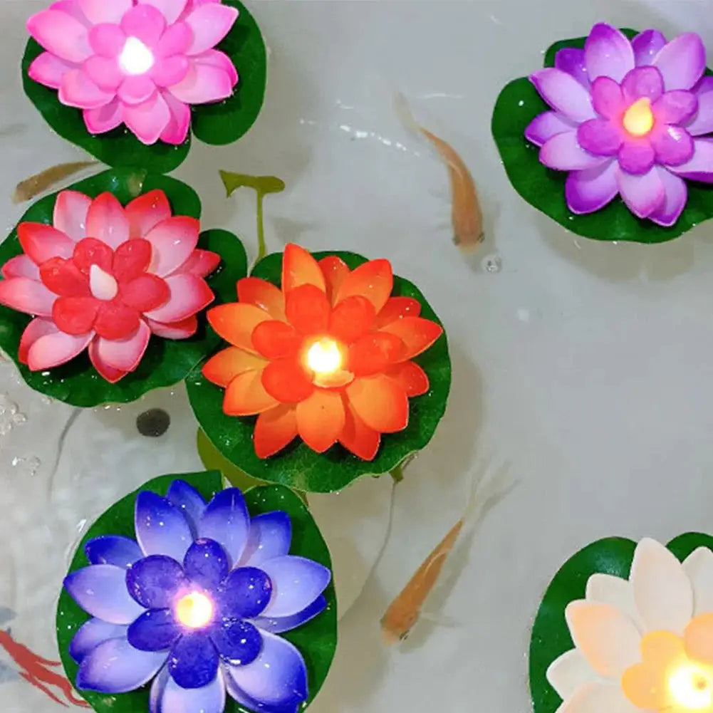 LED Colorful Lotus Lantern Floating Pool Light Electronic LED Lifelike Floating Lamp Funny Lotus Pool Lamp for Pond River Garden from PriceLows™