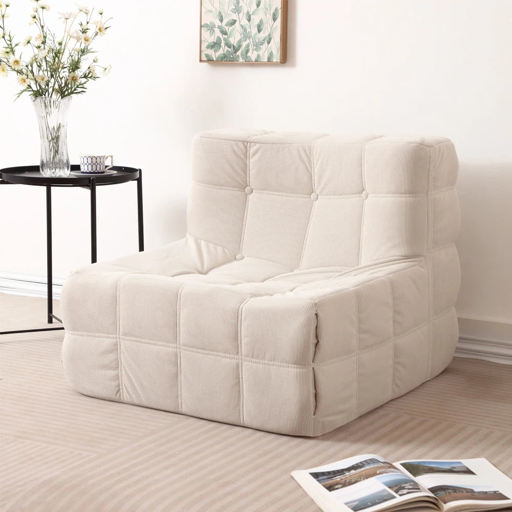 Floor Chair | Plush Corduroy Fabric | Tufted Modular | Single Size