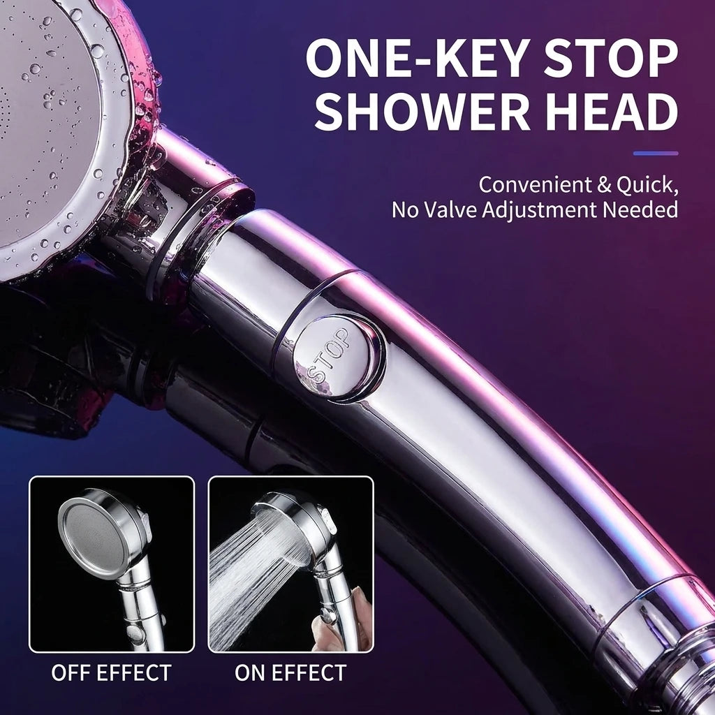 Handheld Shower Head | 4 Speed Modes | LED Temperature Display