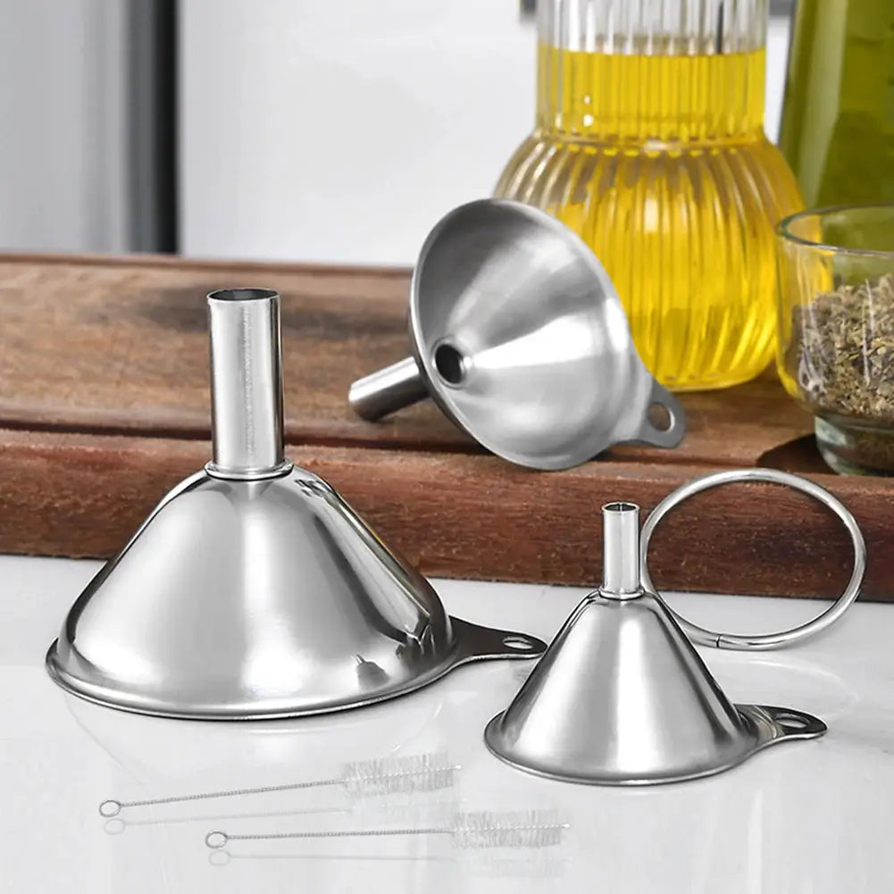 3 Piece Stainless Steel Funnels Set with Handle Small Funnels Set Multipurpose for Transferring Liquid Dry Ingredients Powder from PriceLows™