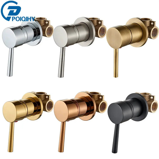 Brass Mixer Tap Bathroom Water Faucets Shower Diverter Valve Black Chrome Concealed Bifunctional Hot Cold Valve Contral Valve from PriceLows™