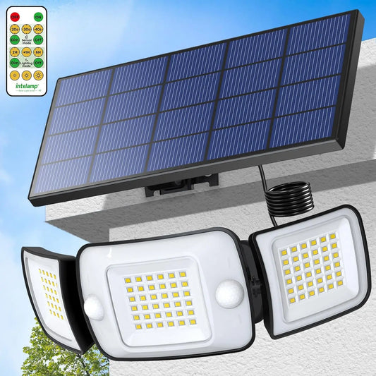 intelamp 6000mah Outdoor Solar Lights 3 Heads Two Motion Sensors Waterproof Bright Wall Street Lamp For Garden Yard Path Garage from PriceLows™