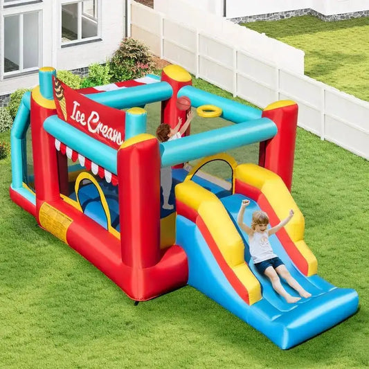 5-in-1 Ice Cream Inflatable Bounce House with Ball Pit and Slide without Blower from PriceLows™