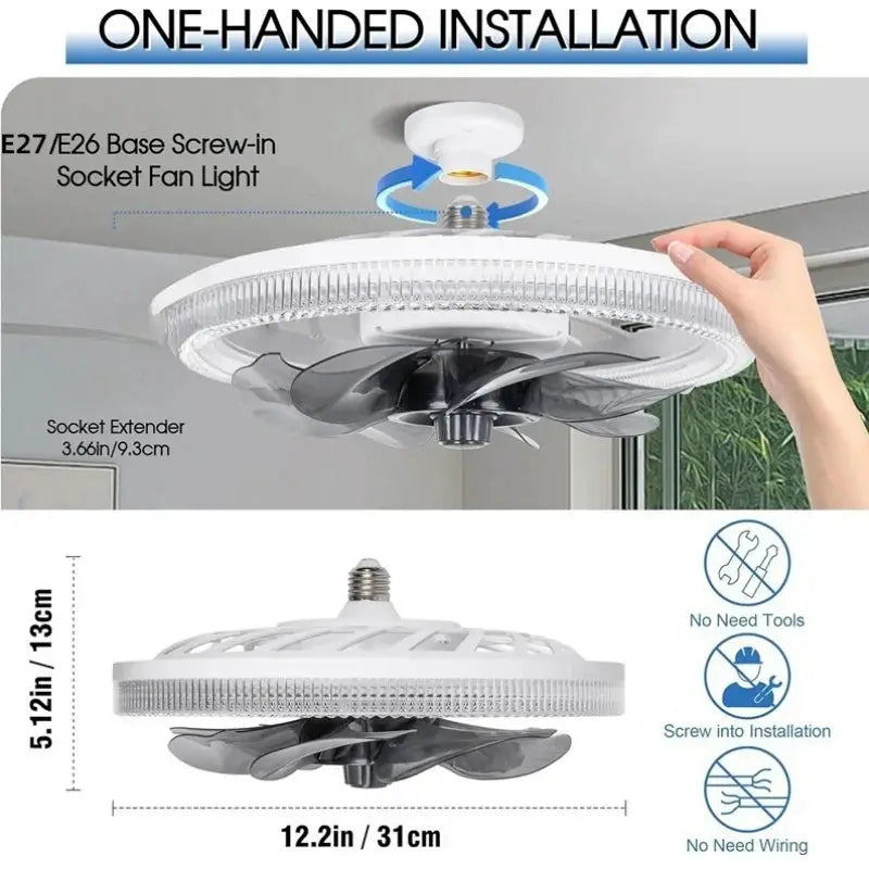 Ceiling Fan Light | Remote | Dimmable 3000K to 6500K | Low Profile Mount