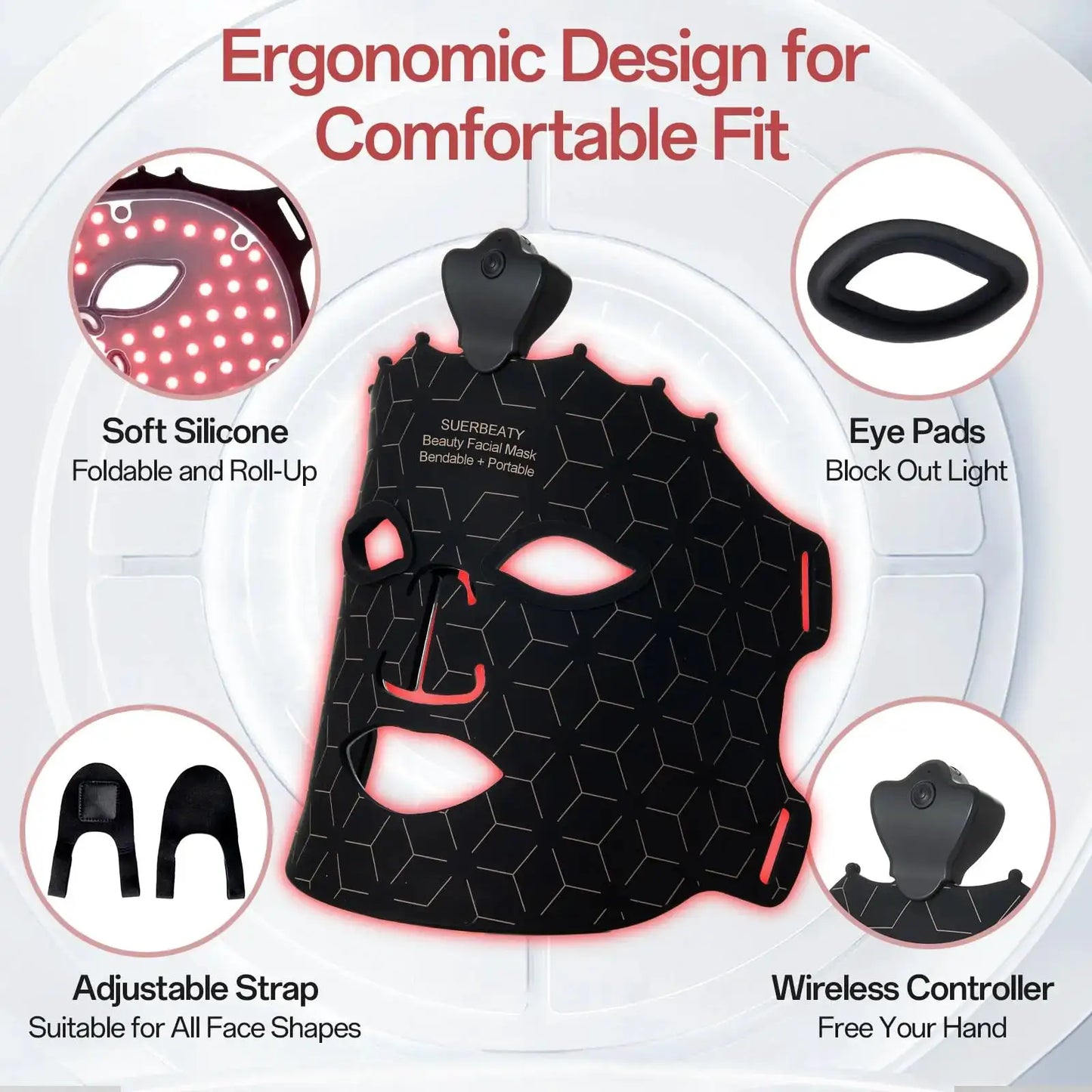 Silicone Led Face Mask Light Therapy 7 Colors Red Light Therapy Anti Aging Acne Pore Oil Control Skin Tighten Whiten Home Use from PriceLows™