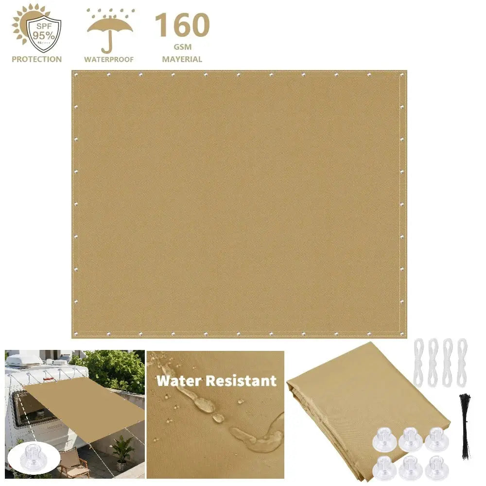 Sun Shade Sail | Waterproof Poly Cotton | UV Block Canopy | Square Rectangle