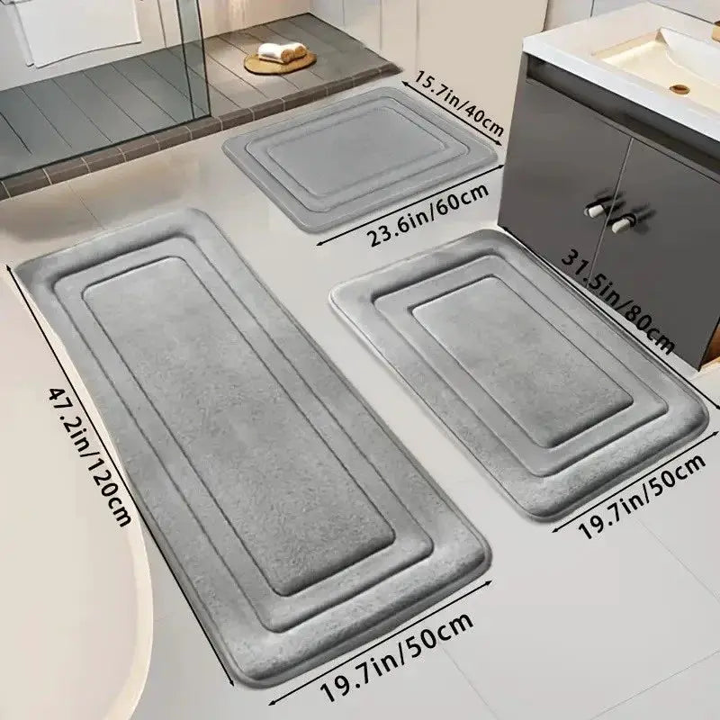 3PCS Absorbent Bath Mats Set Non-Slip Memory Foam Bathroom Rug Soft Quick Dry Carpet Standing Pad Machine Wash For Bathroom from PriceLows™