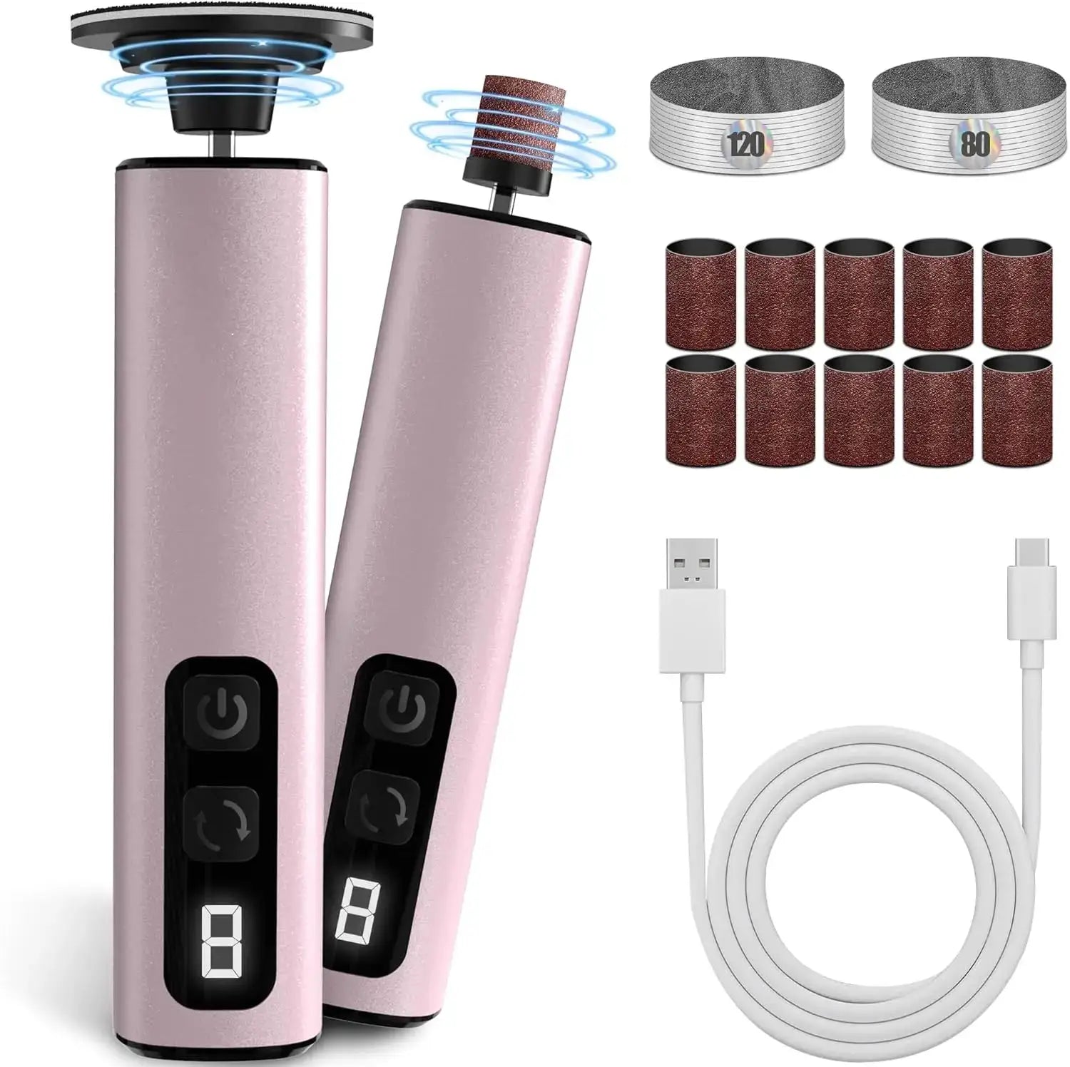 Electric Foot Callus Remover 2-in-1 Electric Foot File Grinder Nail Polisher 9-Speed Feet Pedicure Tool for Dead Skin & Cracked from PriceLows™