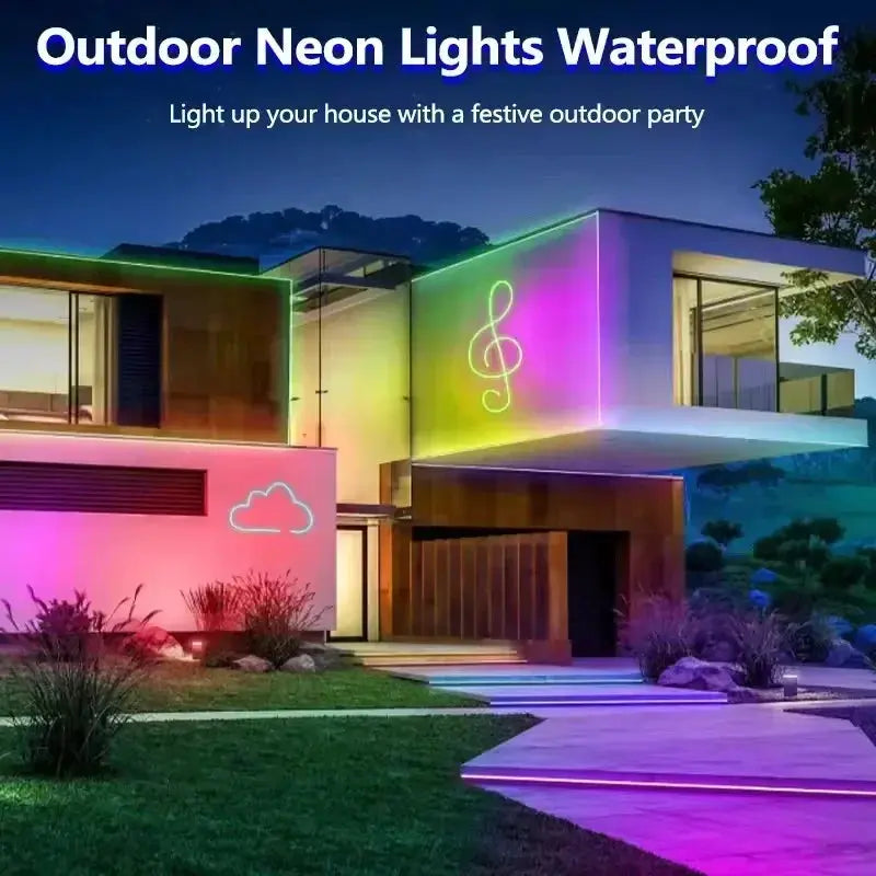 Outdoor Rgb Neon Led Lights Strip 24V 15 Meters 20 Meter 5 Meters 10M Bluetooth App Remote Control Neon Outside Christmas Light from PriceLows™