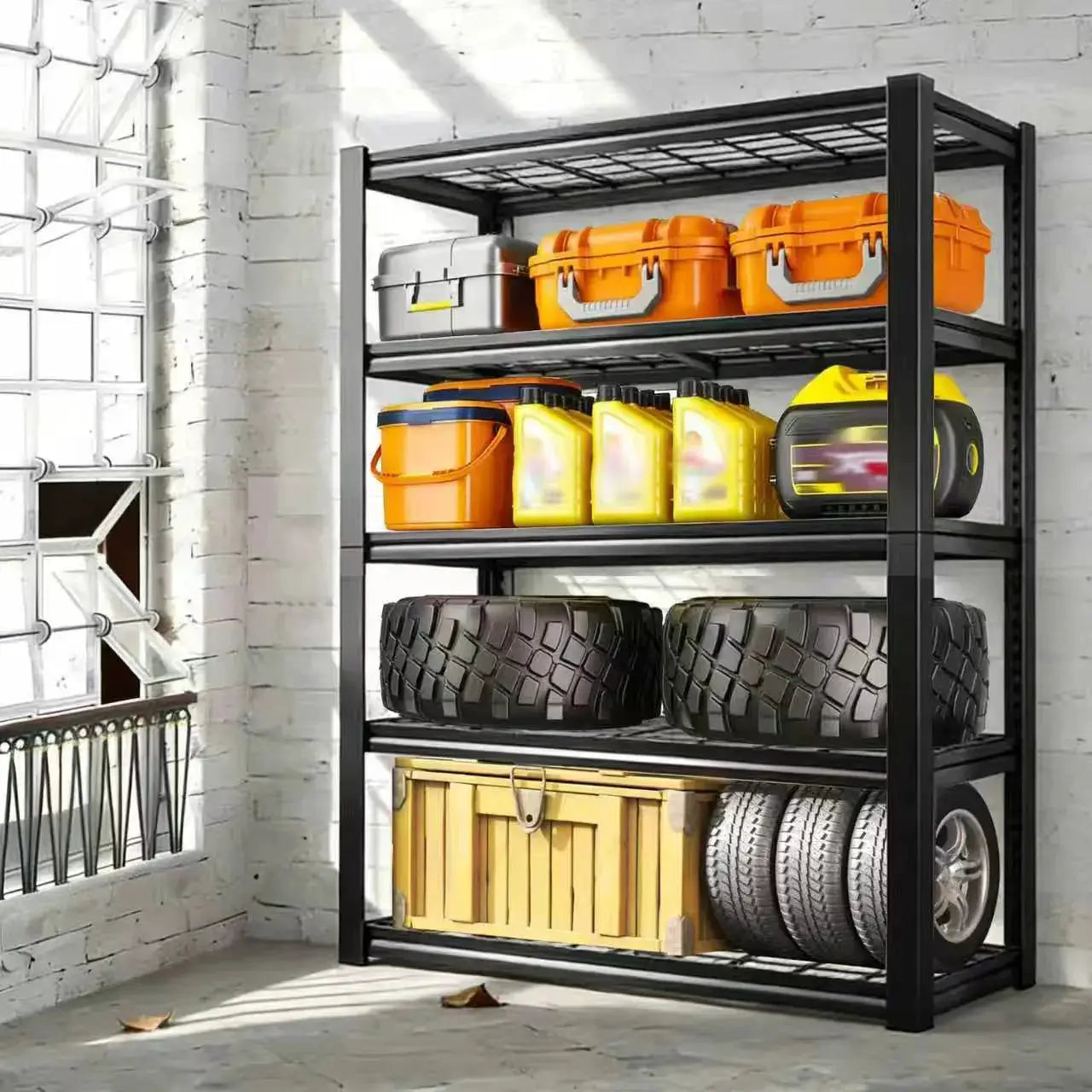 Nnovaroom 72" Adjustable Metal Double Layer Column Shelving, Commercial Grade Utility Rack for Warehouse, Basement, Kitchen from PriceLows™