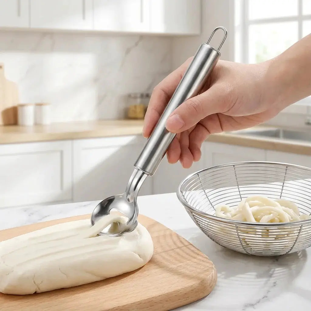 Asian Noodle Shaver Tool, 7.36 Inch Stainless Steel, Handheld Design for Dough, Easy to Clean & Hang, Ideal for Ramen or Pasta from PriceLows™