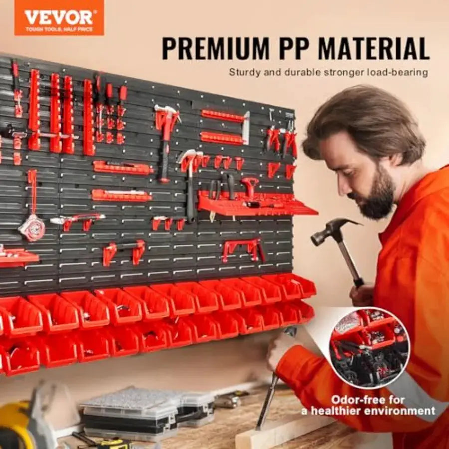 Wall Mounted Storage Rack System, with Wall Panels/Tool Holders/Hooks, Garage Plastic Shop Tool Organizer for Nuts, Bolts, Scre from PriceLows™