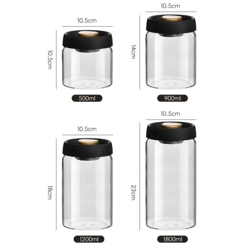 Coffee Beans Storage Jar | Airtight Vacuum Seal | Glass Bottle | Over 501ml