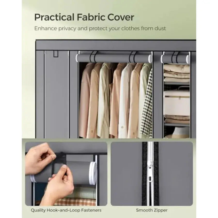 Closet Wardrobe Portable Closet for Bedroom Clothes Rail with Non-Woven Fabric Cover Clothes Storage Organizer 59 x 17.7 x 69 I from PriceLows™