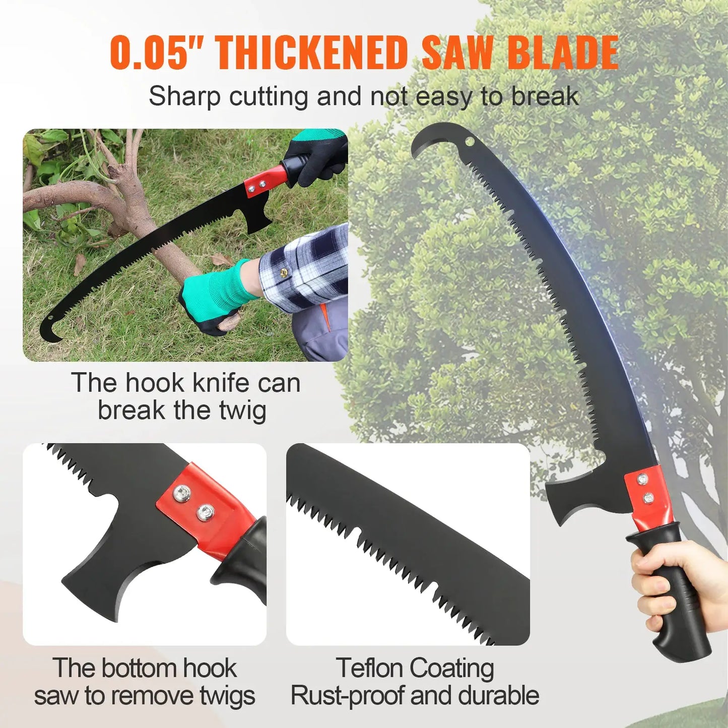 SucceBuy Manual Pole Saw Extendable Tree Pruner Sharp Steel Blade for Branches Trimming with Lightweight Aluminum Alloy Handle from PriceLows™