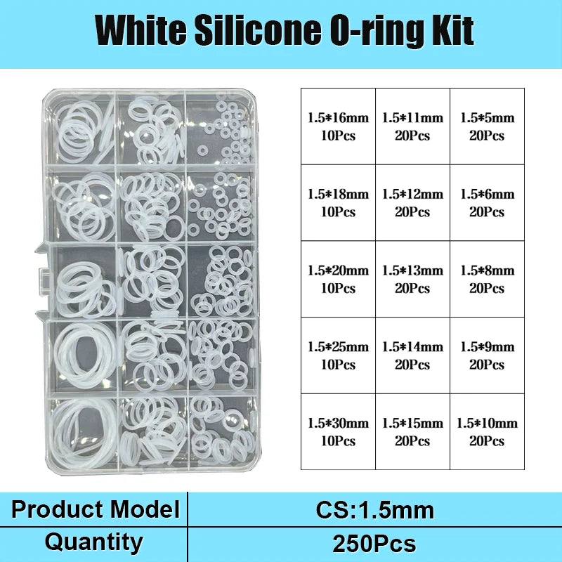 White Silicone O-ring VMQ O Ring Seal Gasket CS 1.5/2.0/2.4/3.1mm Insulated Waterproof Washer Round O Shape Oring Kit from PriceLows™
