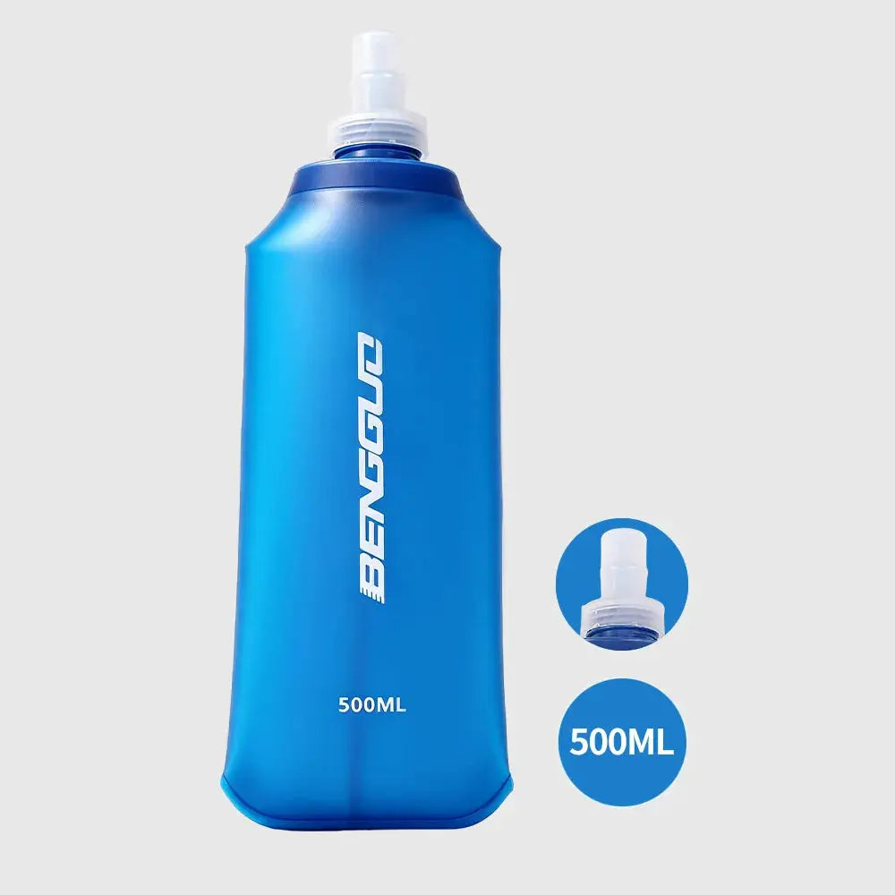 Collapsible Soft Water Bottle 500ml BPA Free Silicone Sports Flask with Push-Pull Cap for Running Cycling Hiking from PriceLows™