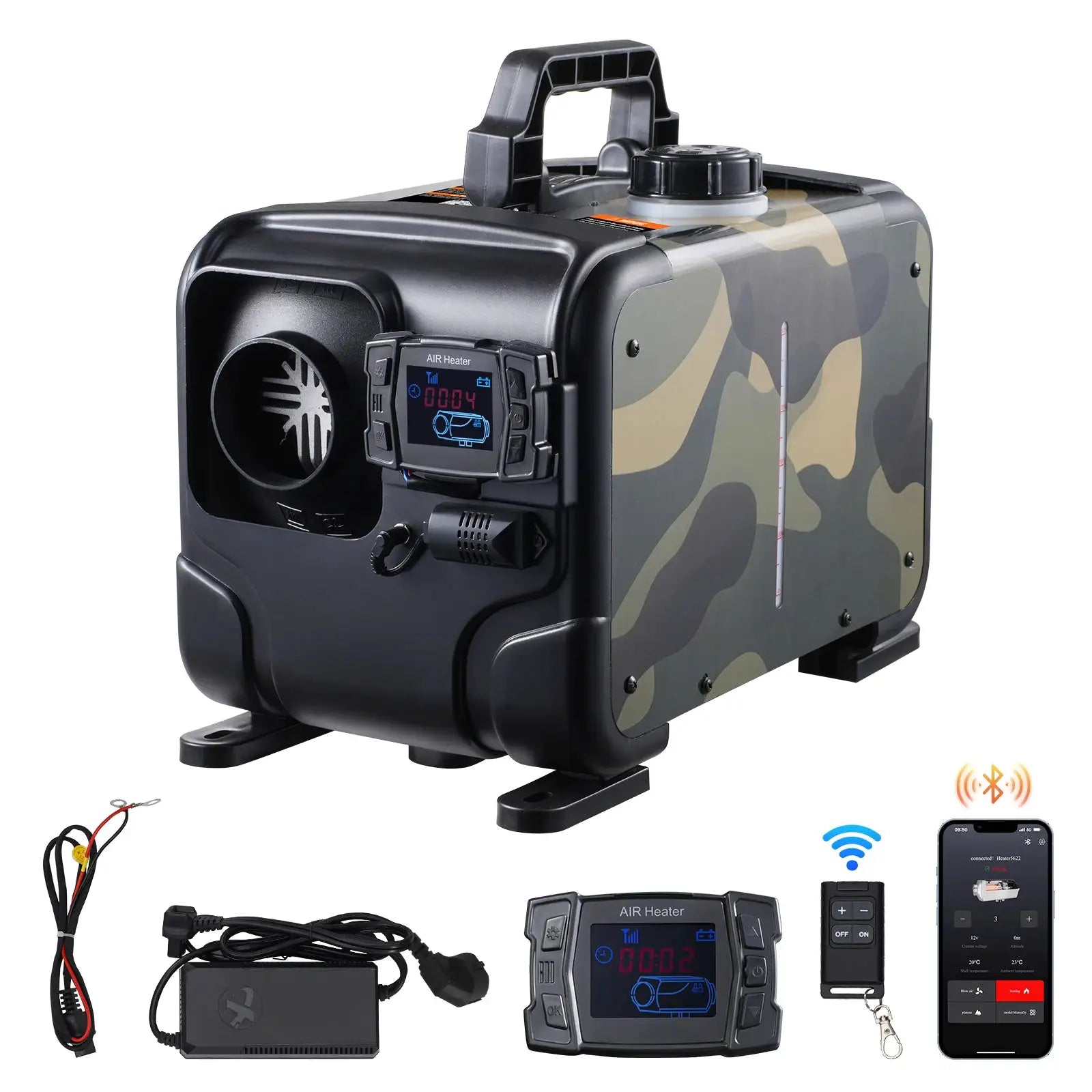 SucceBuy 8KW Car Heater 12V/24V All in One Diesel Air Heater Bluetooth/Display/CO Alarm Horizontal Diesel Heater for Vehicle RV from PriceLows™