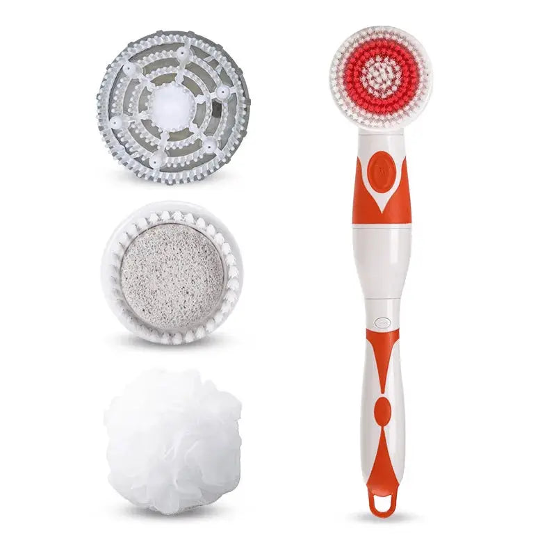 Electric Bath Brush | Back-Rubbing | Long Handle | Spinning Shower Brush Set