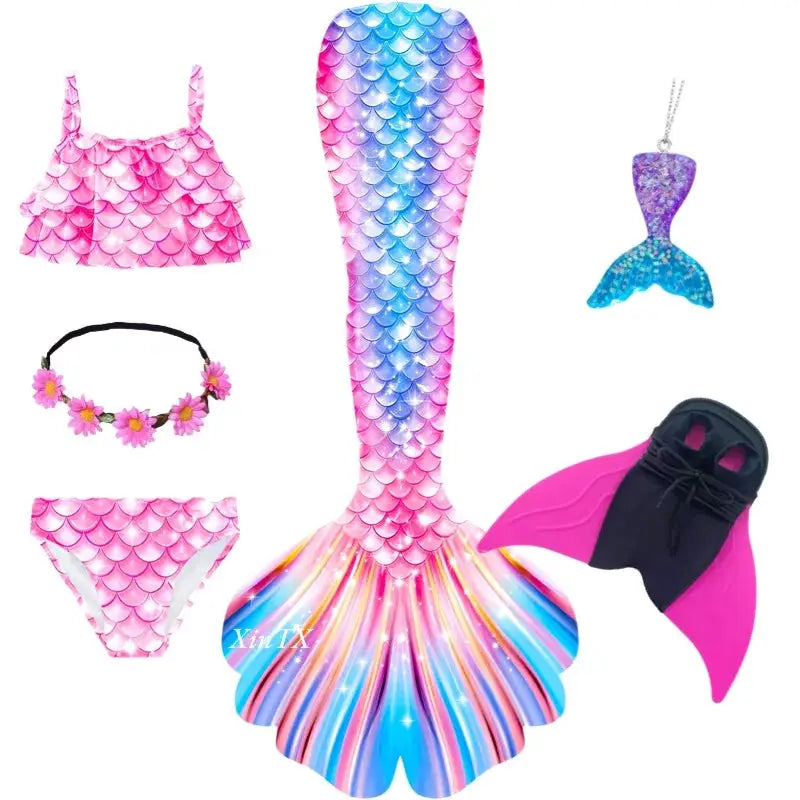 New Girls The Little Mermaid Tails Boy Memaid Swimsuit Bikini Bathing Suit Halloween Costume Girll Can add Monofin For Pool from PriceLows™