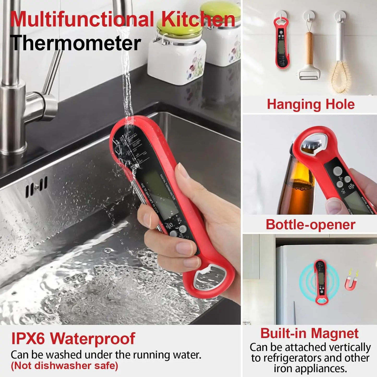 Meat Thermometer | Long Cable For Easy Reading | Digital Waterproof Dual Probe