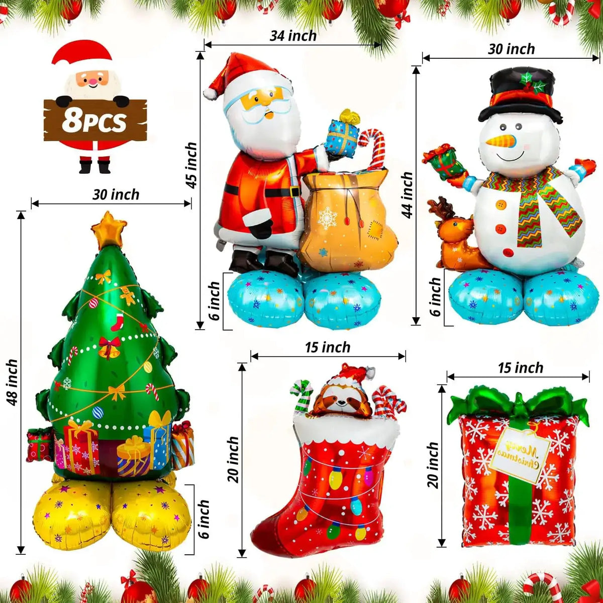 Christmas Balloons | Foil Material | Multipack Set | Assorted Designs