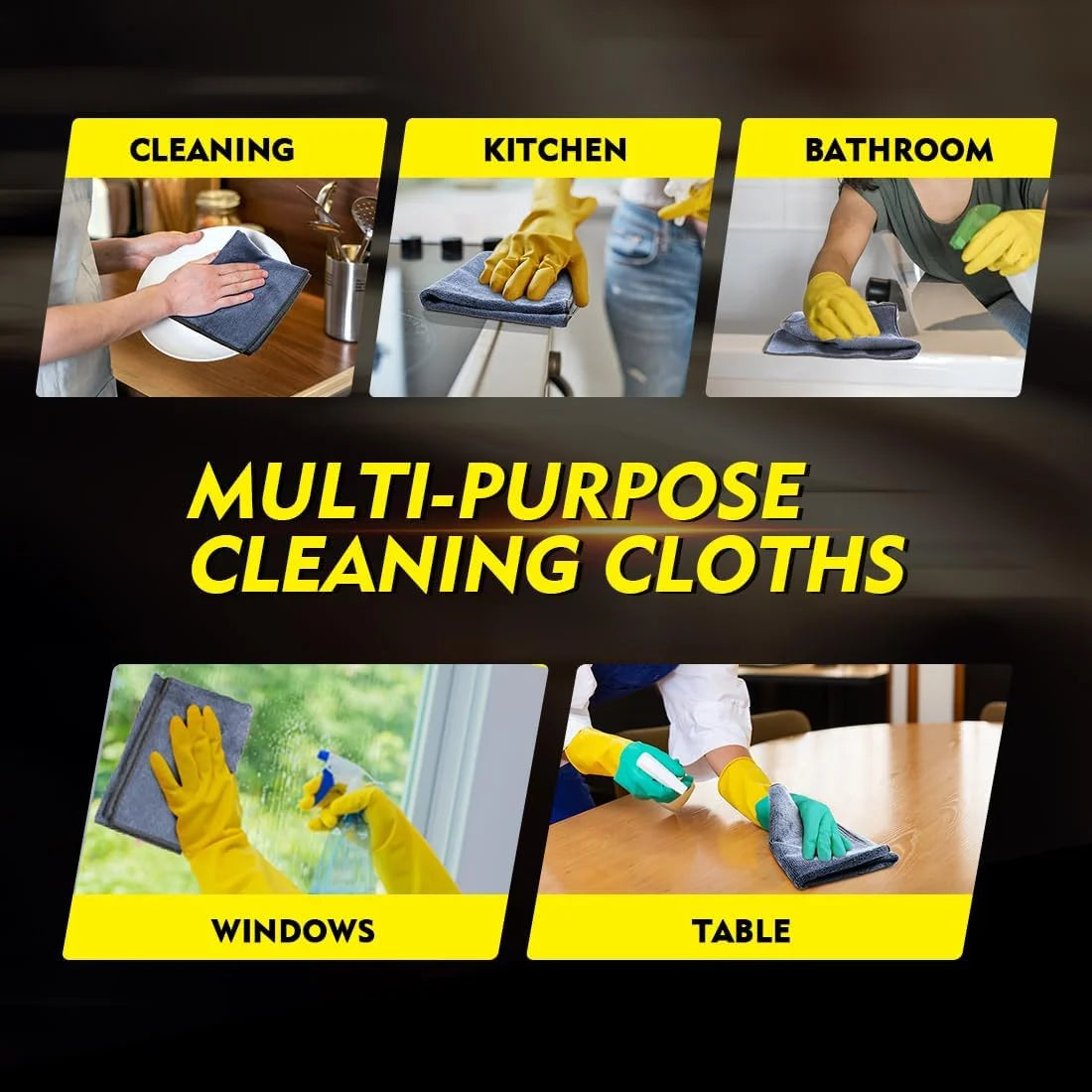 Microfiber Cleaning Cloths | Size 12.5 x 12.5 Inch | 12 Pack Grey | Streak Free