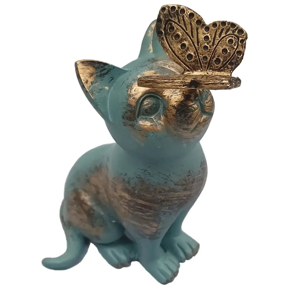 Resin Kitten Statue with Butterfly Ornament Cat Animal Sculpture Handicraft Waterproof Home Decor for Courtyard Lawn from PriceLows™