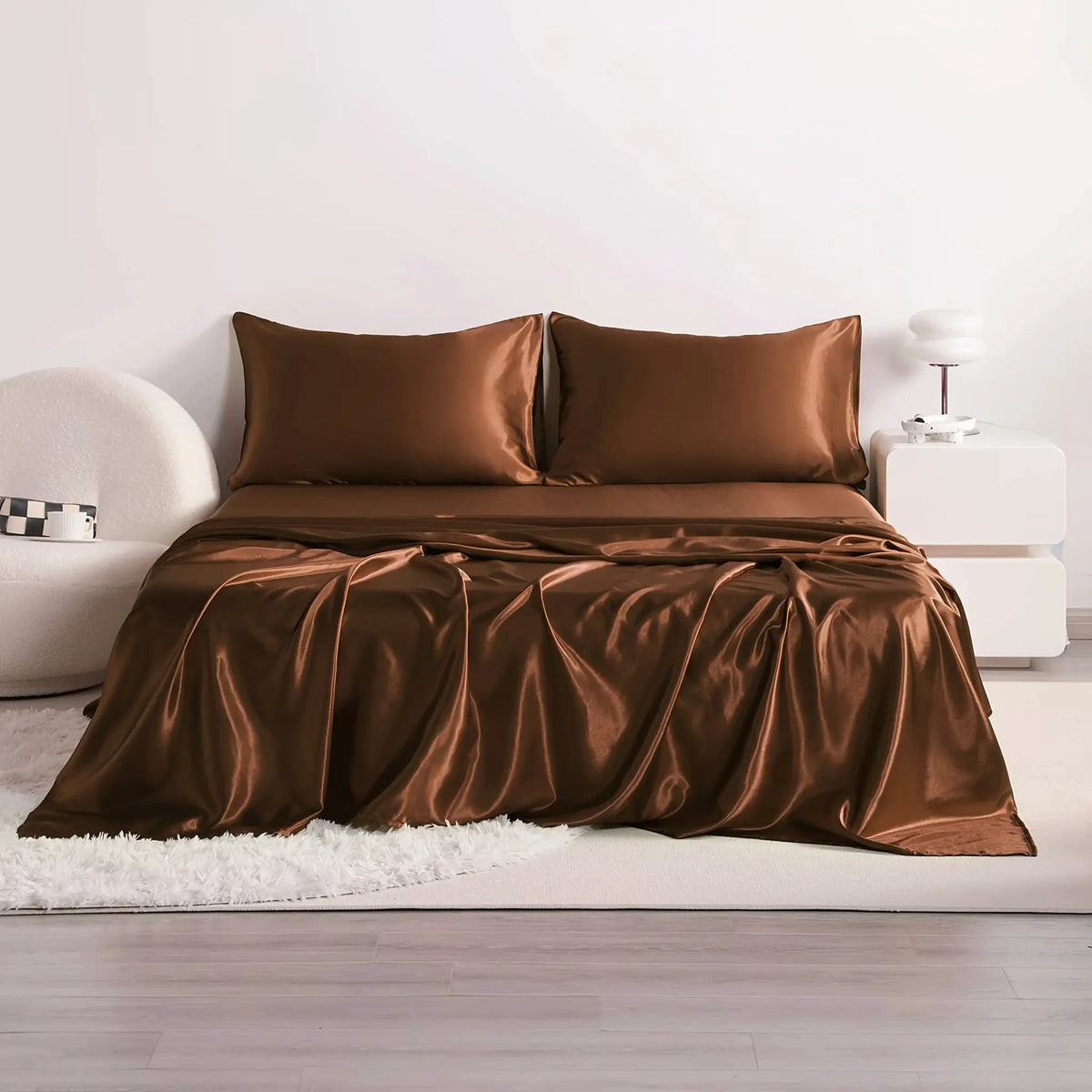 Cooling Satin Bed Sheet Set | 500 Thread Count | Hypoallergenic | 4 Piece Set