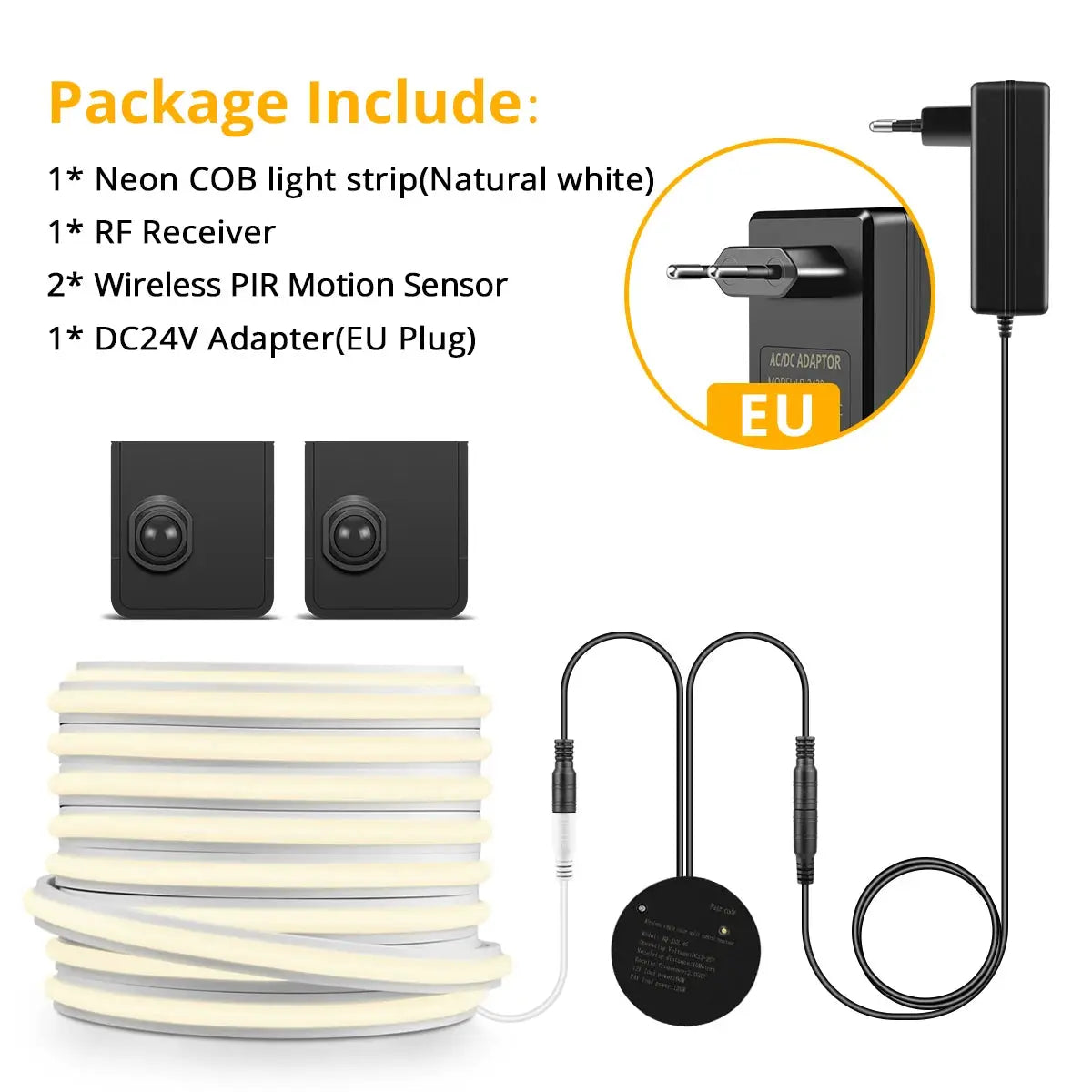 NEW 10M 5M Set Solid COB Neon LED Strip Light Pure Silicone Gel Tube With Wireless PIR Motion Sensor Switch For Stairs Corridor from PriceLows™
