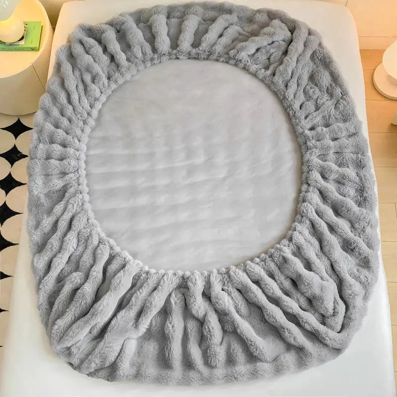 Fitted Bed Sheet | Plush Winter Warm | Solid Color | Full To King
