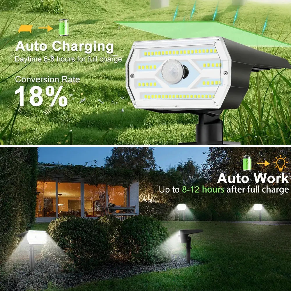 Solar Spot Lights Outdoor Motion Sensor 56/60LEDS Solar Landscape Spotlights 3 Modes Waterproof Wall Lamp Yard Driveway Walkway from PriceLows™