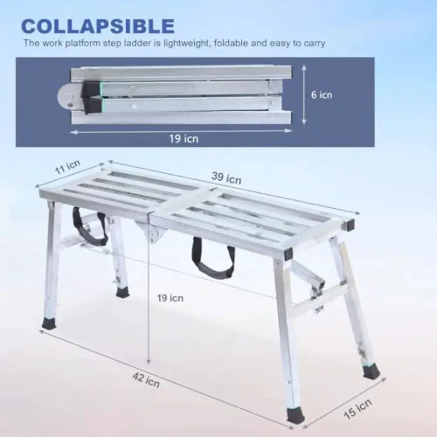 Adjustable Work Platform with 400 lb Duty Rating Steel Step Ladder Portable Folding Scaffolding Platform for RV Cleaning High P from PriceLows™