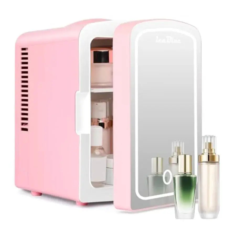 Mini Fridge, Skincare Fridge with Dimmable LED Light Mirror, 4 L/6 Cans Small Refrigerator for Beauty and Beverages, Mini Fridg from PriceLows™