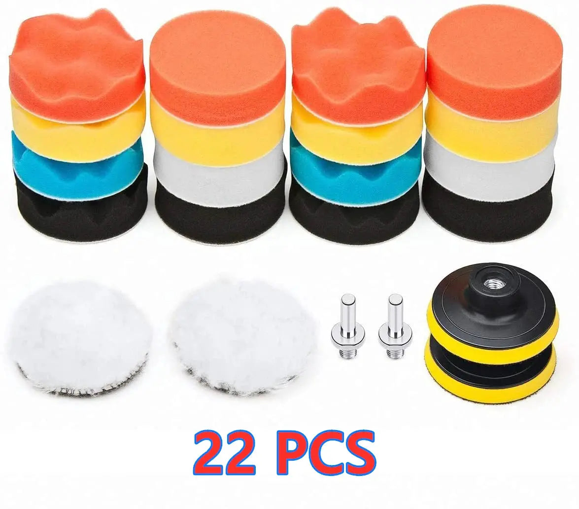 Polishing Sponge Pads Kit | Reusable Foam Buffers | Curved Washable Wool Pads