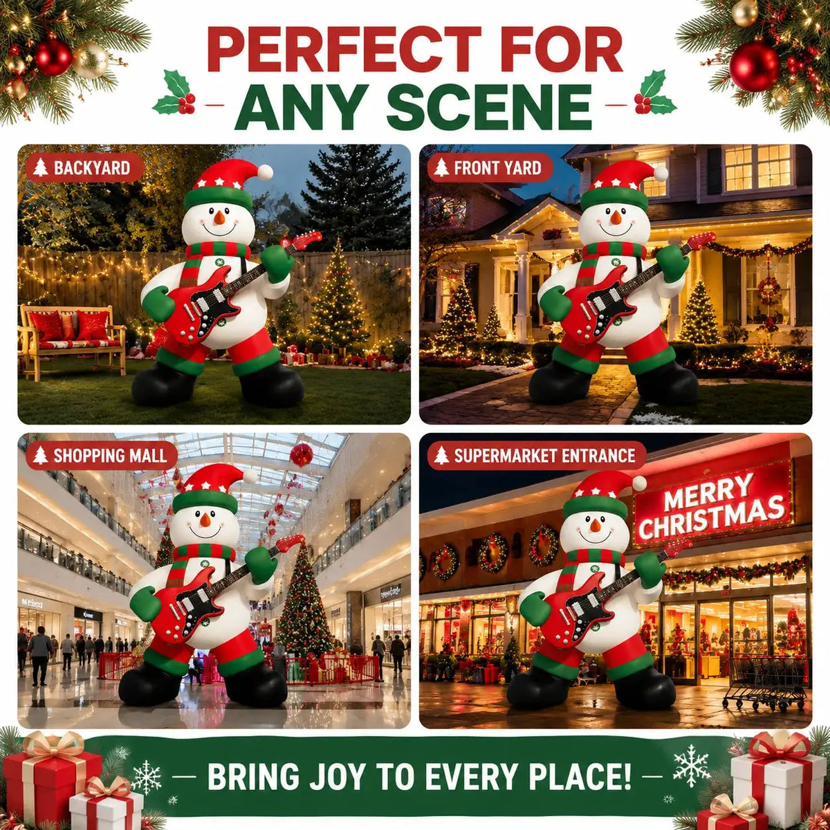 Inflatable Christmas Snowman | 26 Ft Height | With Guitar | Outdoor Yard