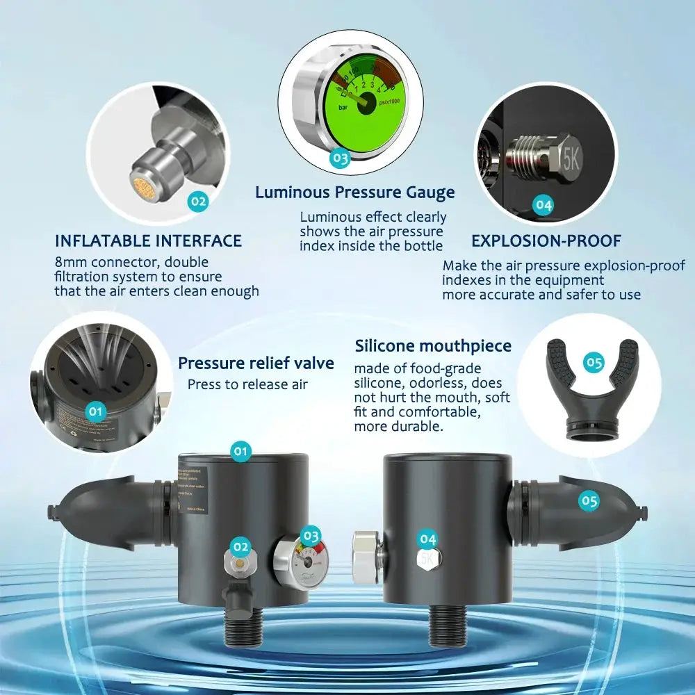 SCORKLER 0.5L Mini Scuba Diving Tank with Snorkeling Full Face Mask And Hand Pump Diving Cylinder Dive Equipment for Adults from PriceLows™