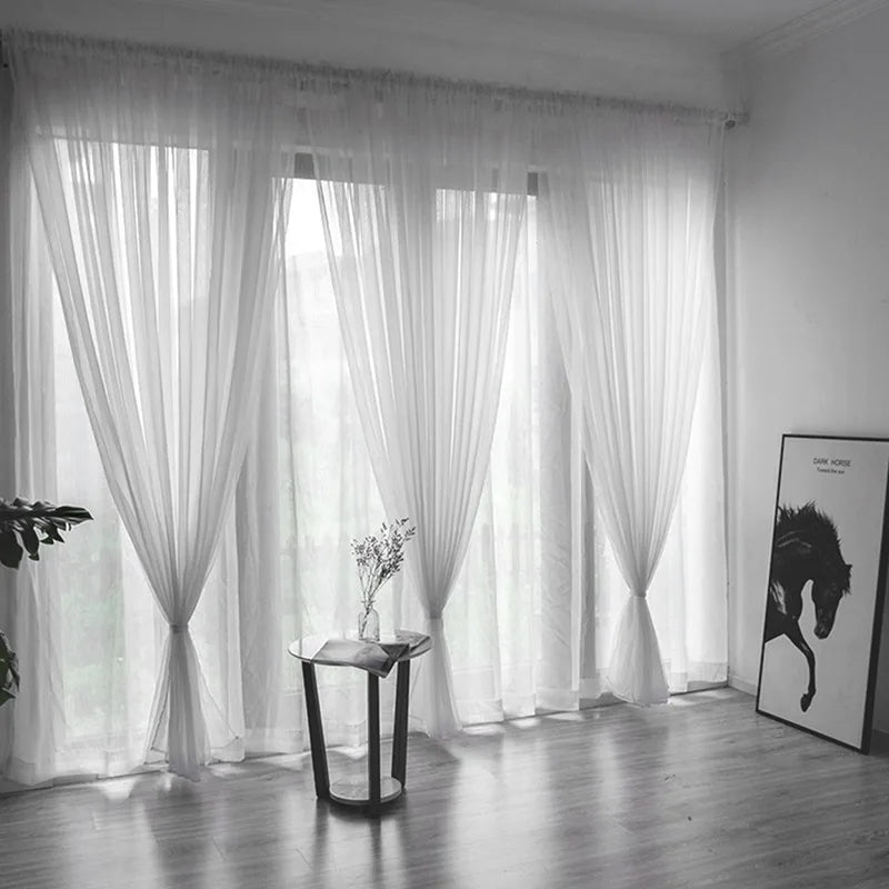 100x200cm 1PC Solid Color Sheer Curtain For Living Room Window String Curtains Bedroom Drape Panel Tulle Treatments from PriceLows™