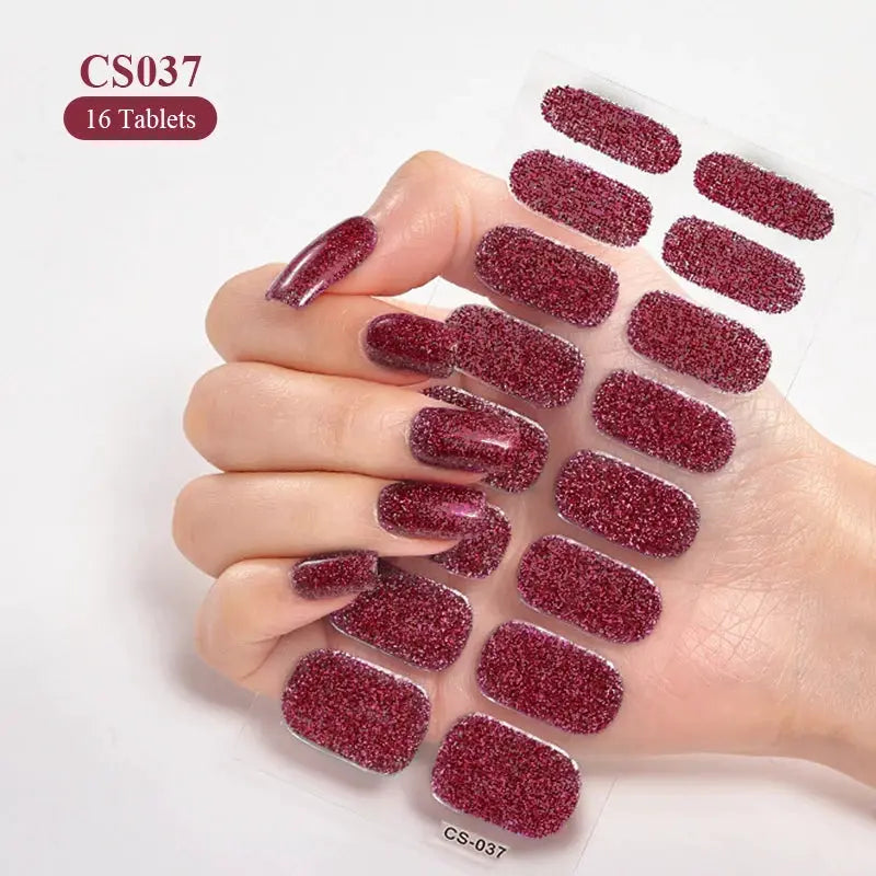 Full Cover Nail Stickers Fashion Nail Polish Nail Decoration Sparkling Glitter Self Adhesive Manicure Designer Nail Art Sticker from PriceLows™