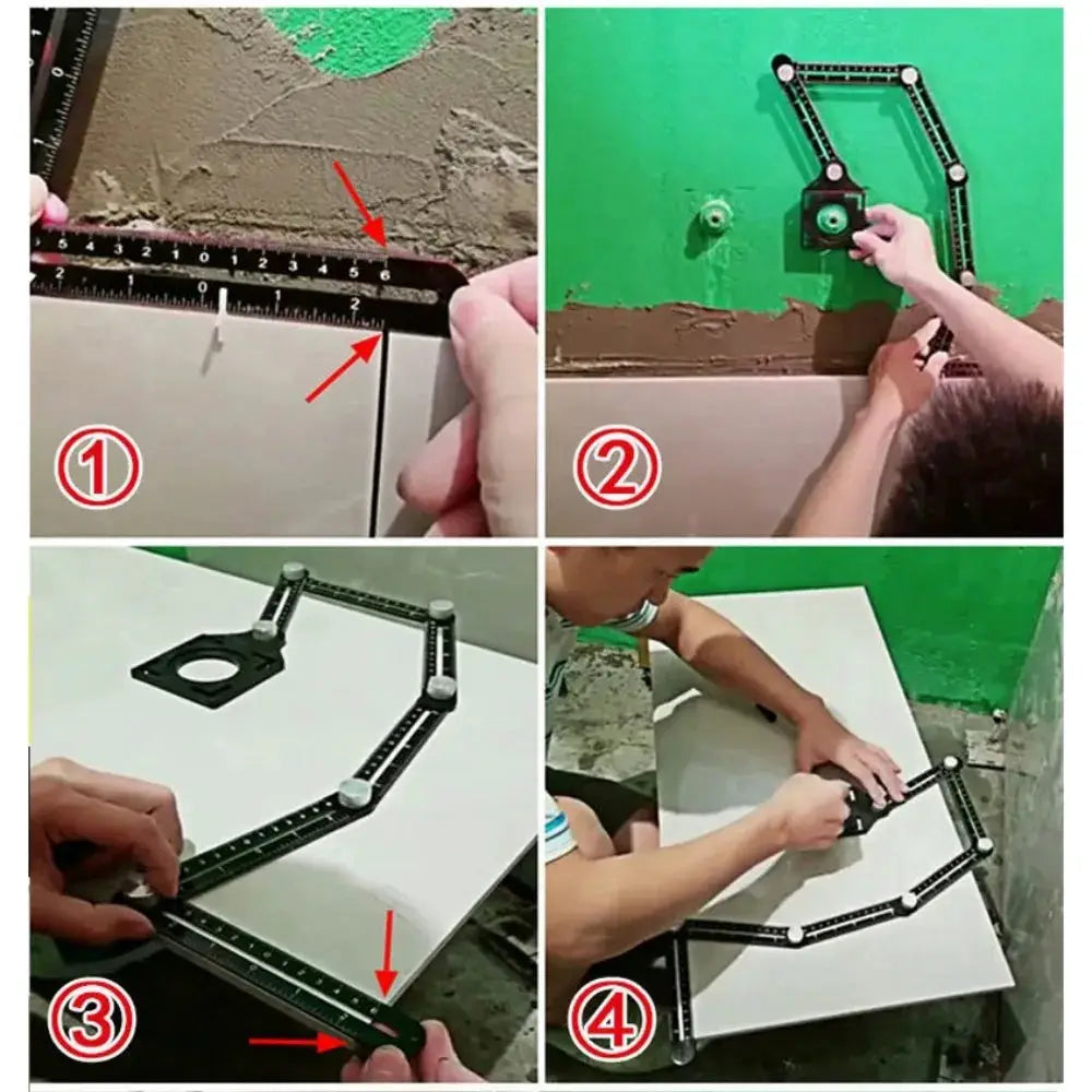 Aluminum Alloy Six-sided Measuring Instrument Template Angle Tool Mechanism Universal Fold Ruler Professional Decoration Tools from PriceLows™