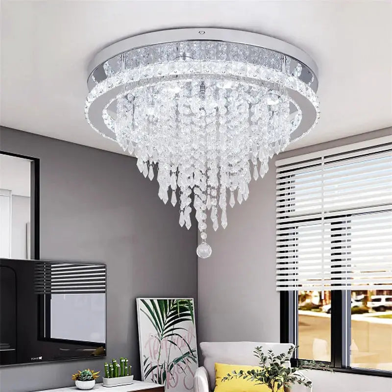 Modern K9 Luxury Crystal Ceiling Lamp Smart Led Living Dining Room Pendant Light Chandelier Remote Control Hanging Decor Luminai from PriceLows™